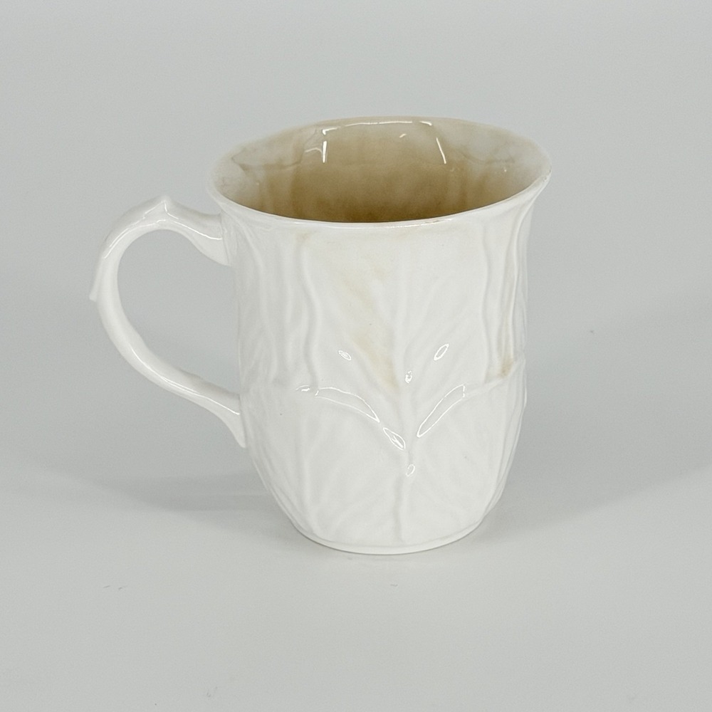 Vtg Coalport Country Ware Bone China Mug Cabbage Leaf Made in England White READ